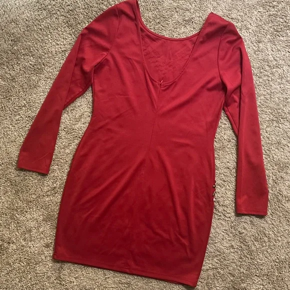 Esley Red Studded Dress sz Large - Picture 5 of 6